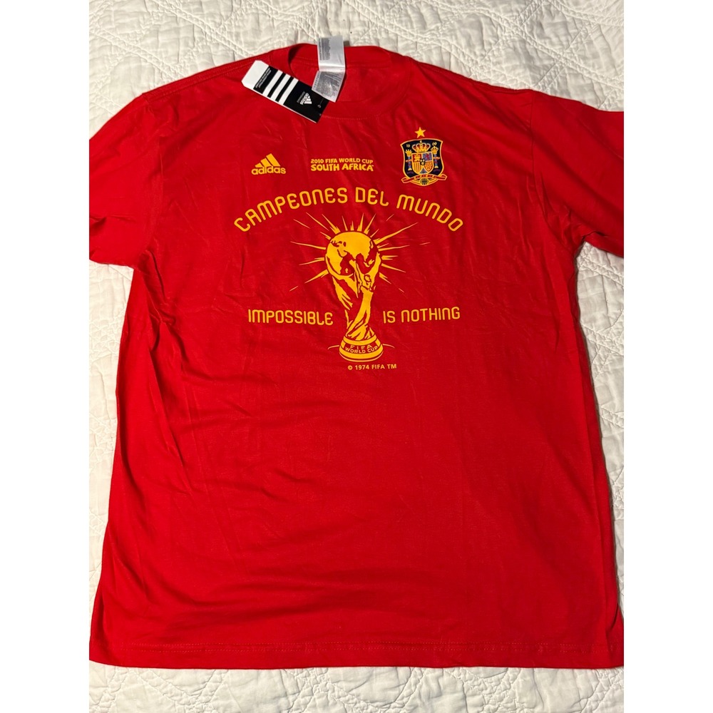 Adidas Spain 2010 FIFA World Cup Campeones Del Mundo Red Shirt XL NWT